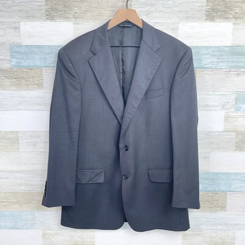 Samuelsohn Wool Greenwich Suit Charcoal Gray Mens 43 Jacket 33x30 Pleated Pants